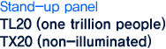 Stand-panel TL20 (one trillion people) / TX20 (non-illuminated)